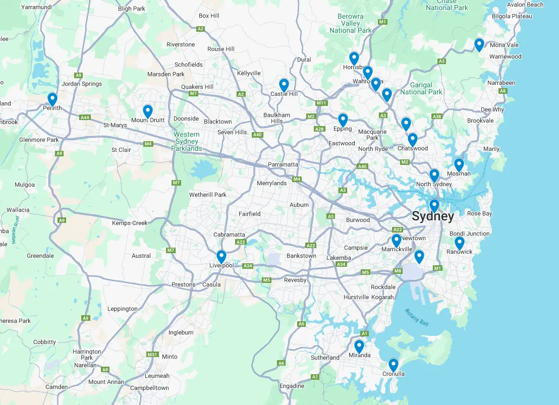 Super Cleaning Service Sydney service coverage map